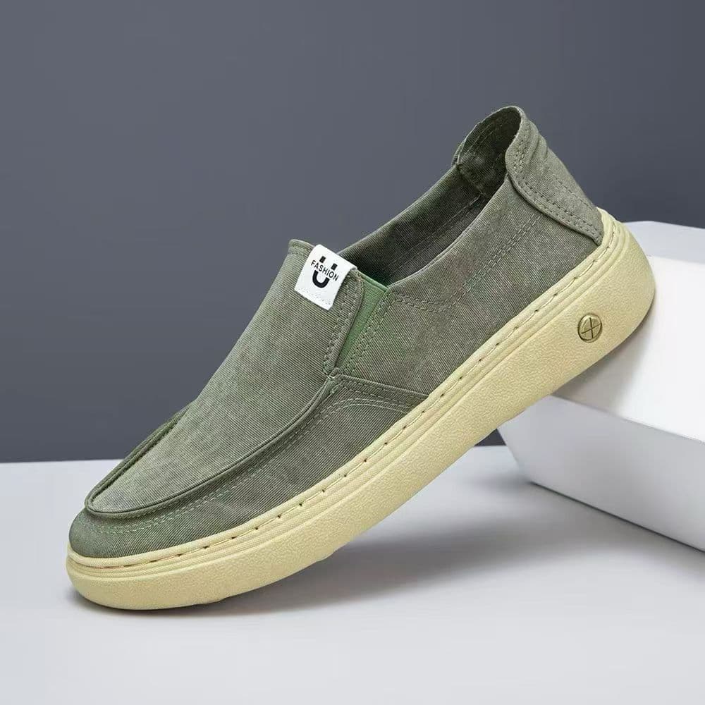 2026 New Canvas Shoes Breathable Slip-On Canvas Shoes Thick Sole Lightweight Board Shoes Wide-Toe Casual Sports Men's Shoes