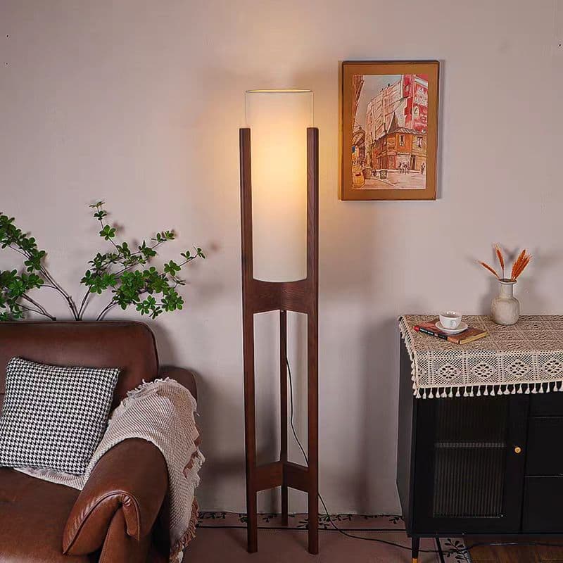 Retro Design Living Room Floor Lamp Chinese Artistic Sofa Lamp Ambient Solid Wood Study Bedroom Lamp