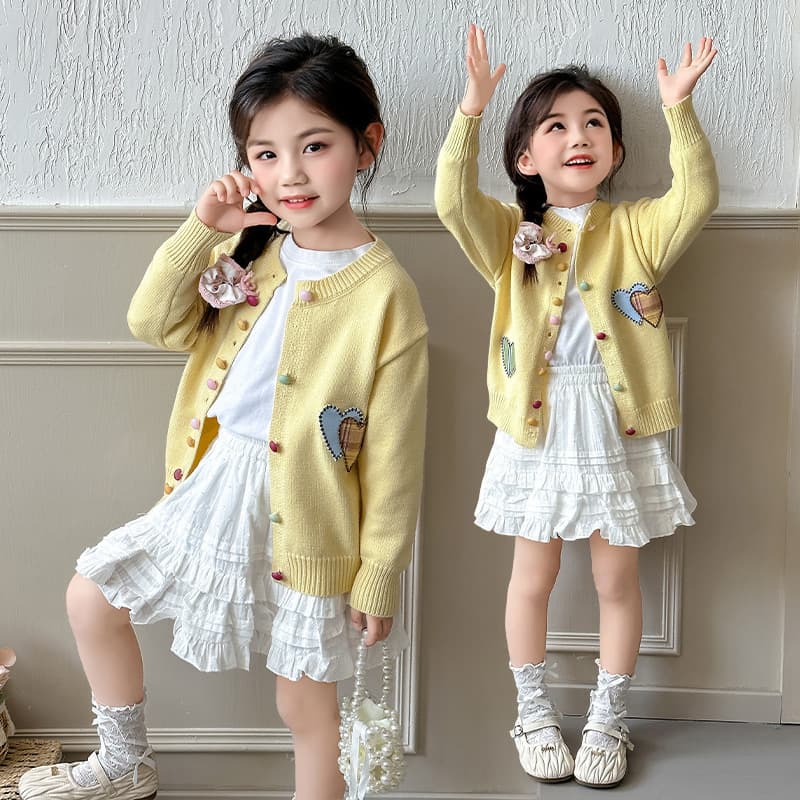Girls Cardigan Sweater Spring Autumn 2025 New Fashionable Children Spring Knit Jacket Trendy Top