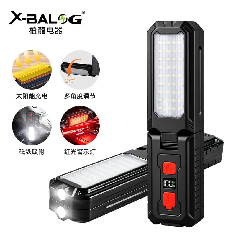 Solar Flashlight Outdoor Lighting Camping Light Repair Work Light Portable Hook Rechargeable Camping Tent Light