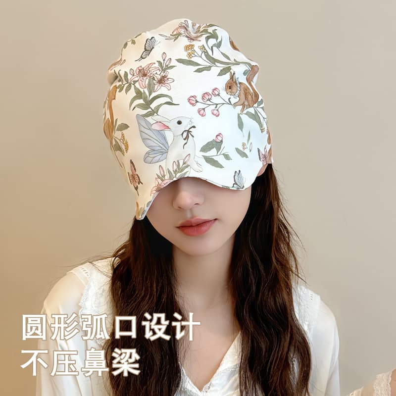 Nordic Style Sleep Cap for Postpartum Confinement, Cotton Maternity Headwear with Wind Protection