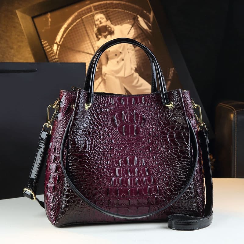 New tote bag, fashionable texture, colorful crocodile pattern, women's bucket bag, European and American shoulder bag, retro handbag, trendy