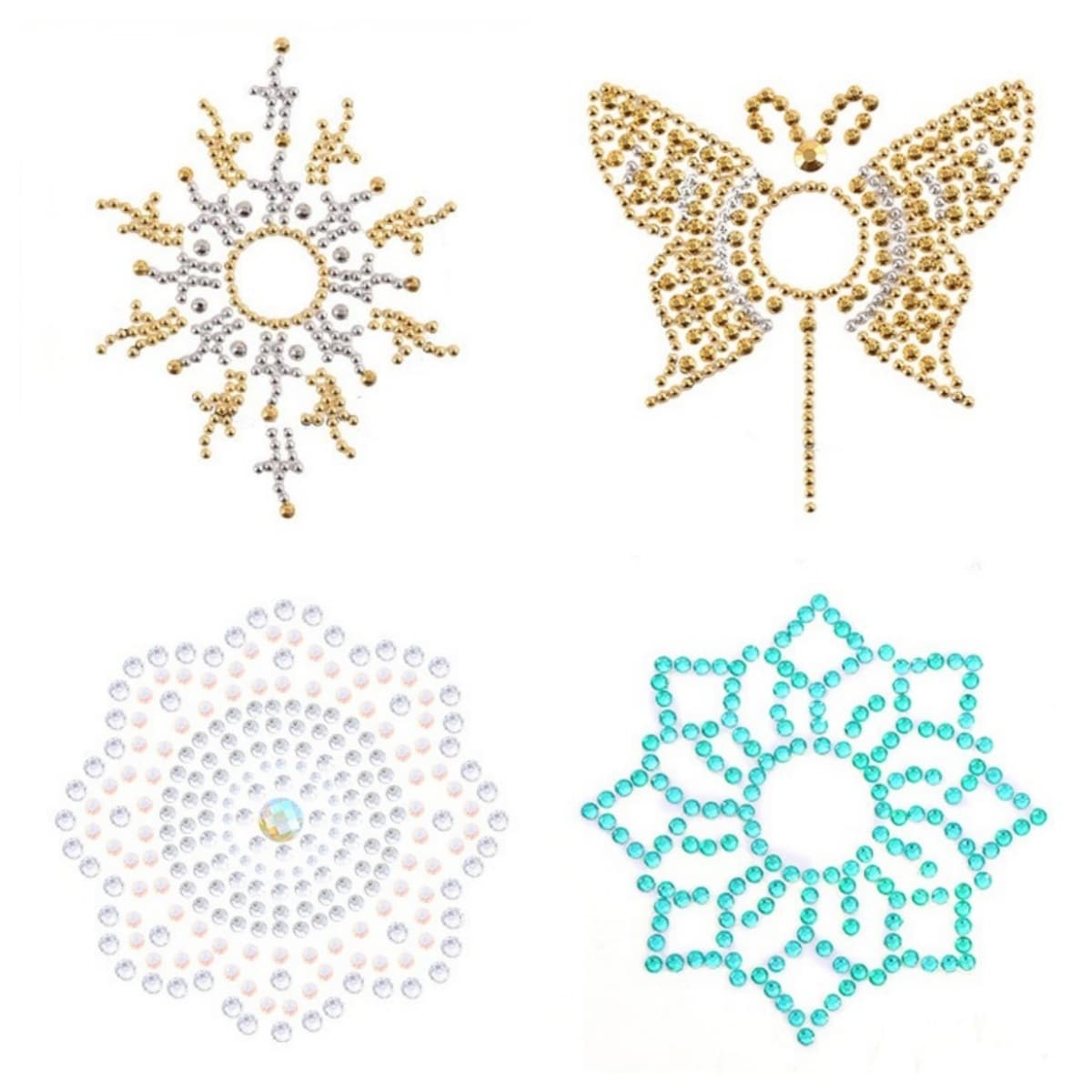 Cross-border hot-selling resin butterfly tattoo stickers, performance makeup chest stickers, music festival carnival party chest stickers, diamond stickers