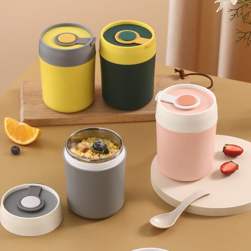 Morning cereal cup, 304 stainless steel small lunch box, insulated soup cup, portable with lid and spoon, soup bowl, milk oatmeal cup.