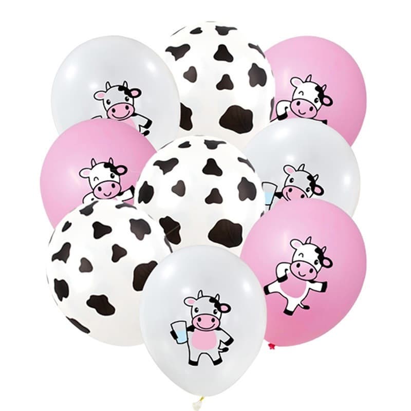 Cow-Themed New Cute Cartoon Baby Birthday Party 12inch Latex Balloon Set Decoration Supplies