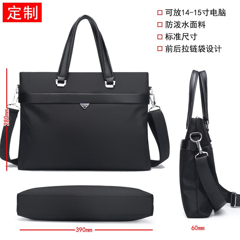 Oxford Cloth Men's Briefcase Waterproof Business Bag Crossbody Satchel Handbag Lightweight Pure Color for Business Travel