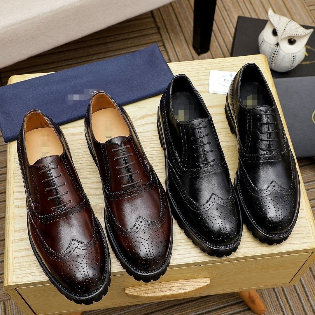 British carved business formal casual men's shoes increased genuine leather men's new brogue Oxford handmade leather shoes