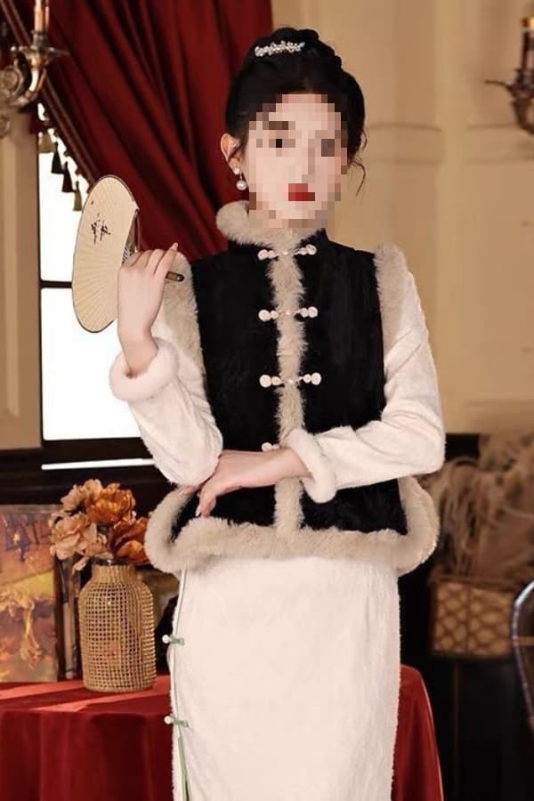 Vest Autumn/Winter Short New Chinese-style Frog Button National Flannel Waistcoat Mother Coat Ethnic Thickened Vintage Shoulder Cape