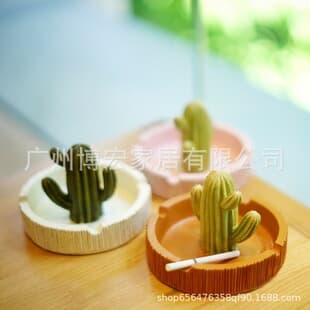 Wholesale Cross-Border Eco-Friendly Simple Creative Trendy Resin Craft Cactus Shaped Ashtray Home Decoration