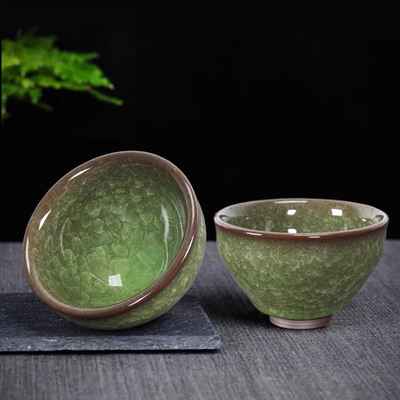 Ice Crackle Jian Zhan Host Cup, Pure Handmade Iron-Bodied Ceramic Cup, Zen Meditation Cup, Green Shell Gray Shell Fire Phoenix Tea Cup