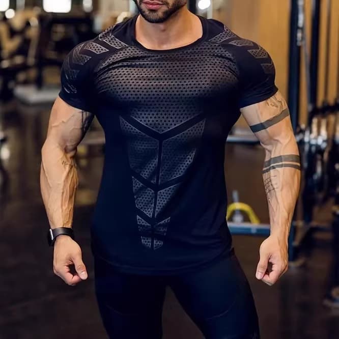 Cross-border independent station GYMSHARK shark fitness muscle sports casual short-sleeve T-shirt tight training elastic