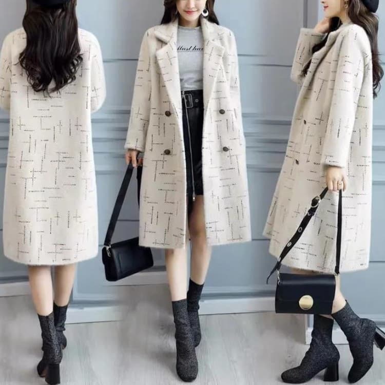 Imitation Mink Fur Coat 2025 Autumn Lazy Style Coat Women Mid-Length Cross-border Loose Sweater Thick Cardigan Women