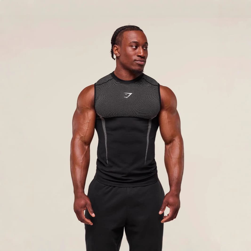 Gymshark New Running Sports Fitness Vest Top Casual Breathable Tight Short-Sleeved Casual Running Shark