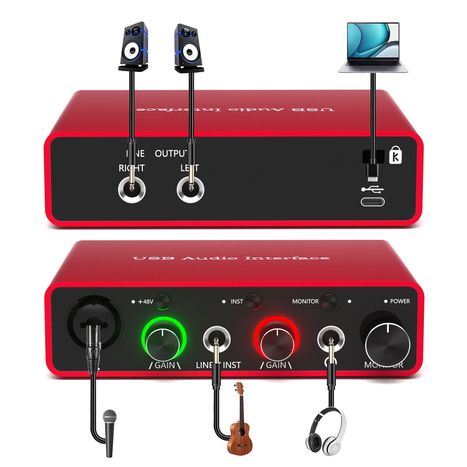 Professional Recording Sound Card 192K Cross-Border Amazon Hot-Selling Sound Card Computer External Sound Card Recording Microphone