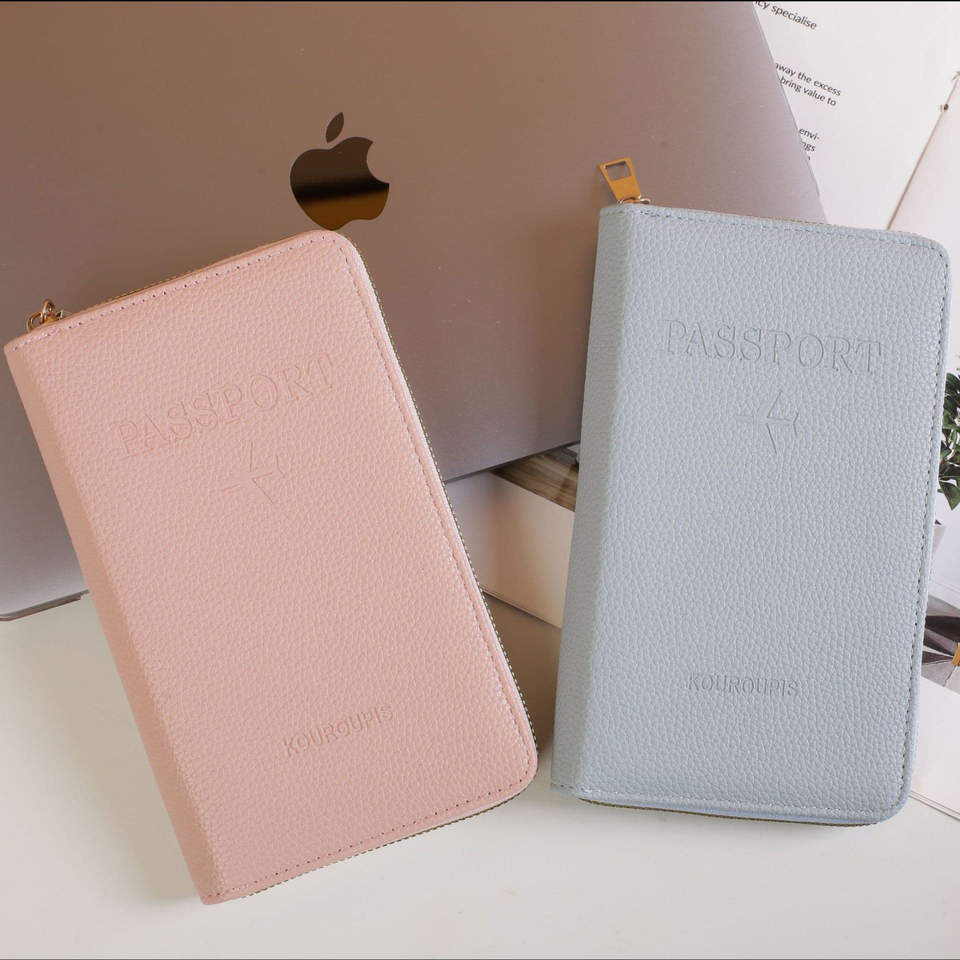Long Minimalist Passport Holder Ticket Organizer Travel Essential Document Pouch with Zipper Anti-Loss Card Holder SIM Card Slot