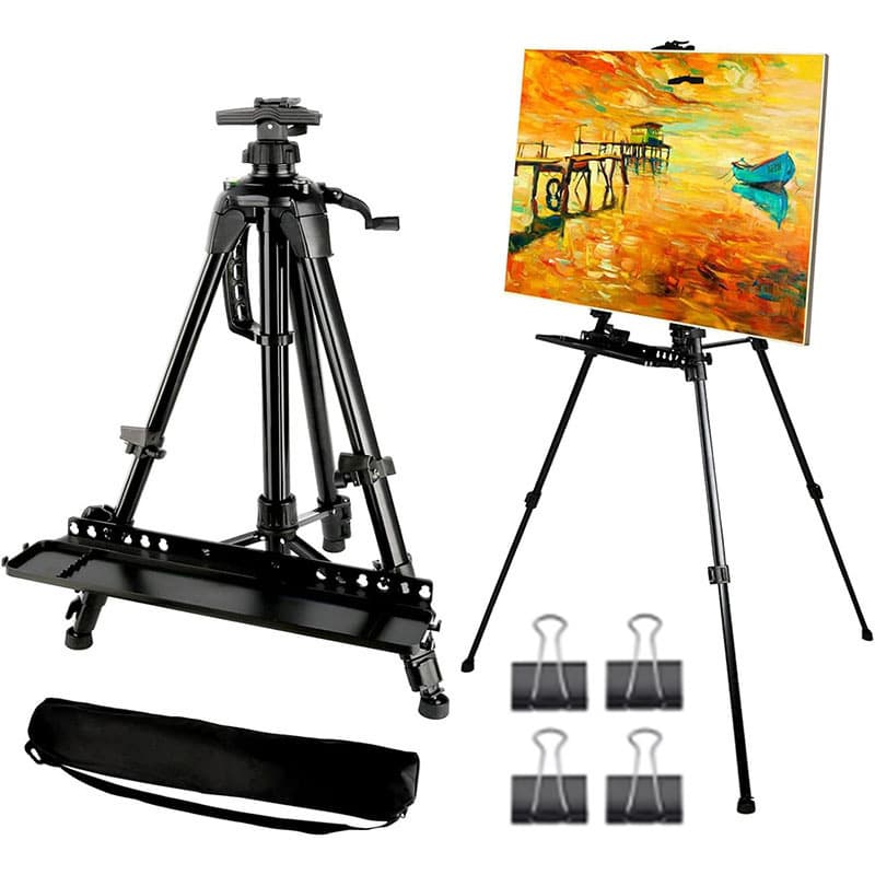Cross-border hand-cranked sketching art easel tray easel outdoor portable drawing board easel telescopic display triangle