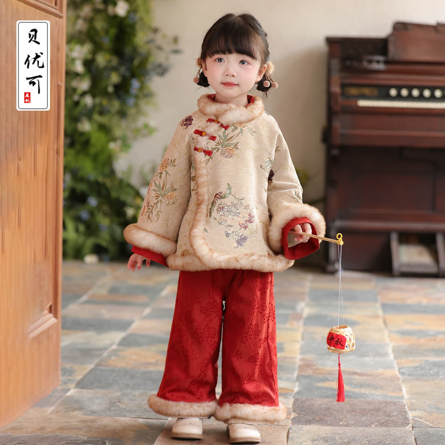 2025 Winter New Arrival Girls' Suit, Fleece-lined, Padded, Thickened, Chinese Style, Ancient Style, Hanfu, Cute 23224