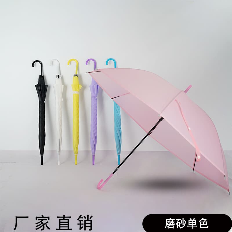 Creative Small Fresh Long-Handle Transparent Umbrella, Colorful Straight Rod Automatic Wholesale Umbrella with Logo for Promotional Gifts