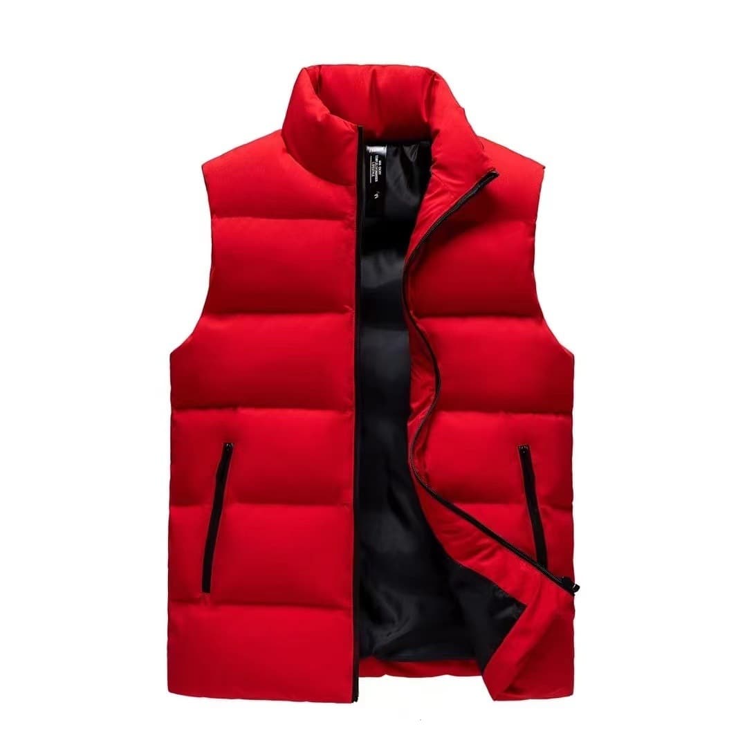 2025 Autumn/Winter New Thickened Solid Color Trendy Group Purchase Foreign Trade Cotton Coat Loose Stand Collar Cross-border Cotton Vest Men's Clothing