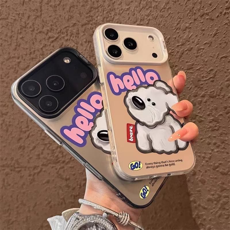 Tilted-head puppy case for Apple 17Pro, iPhone 16/15 new model, 14 women's model, 13 anti-fall, 11 sets 12