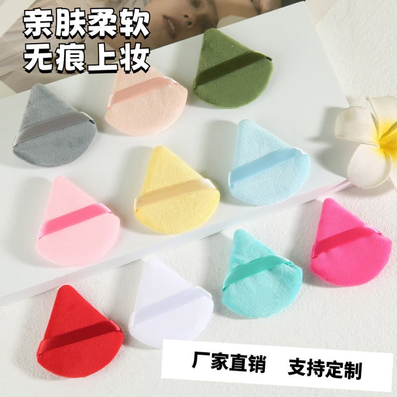 Best-selling Skin-friendly Sponge Crystal Velvet Ultra-soft Triangle Powder Puff, Dry & Refreshing for Loose Powder, Factory Direct