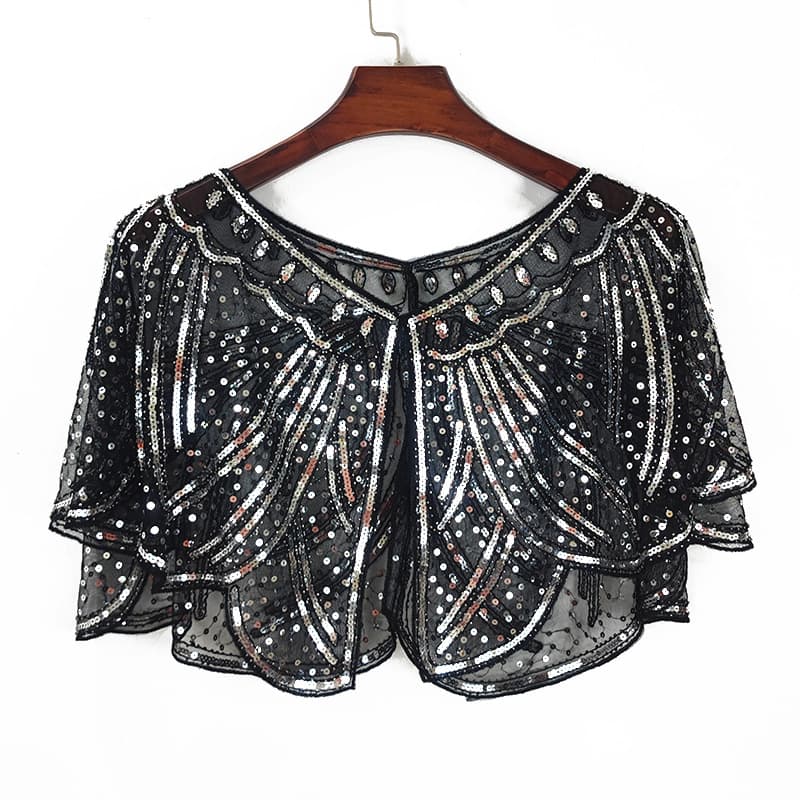 Ladies shawl sequin short vest beaded gown outerwear lace jacket cape cardigan European and American Amazon