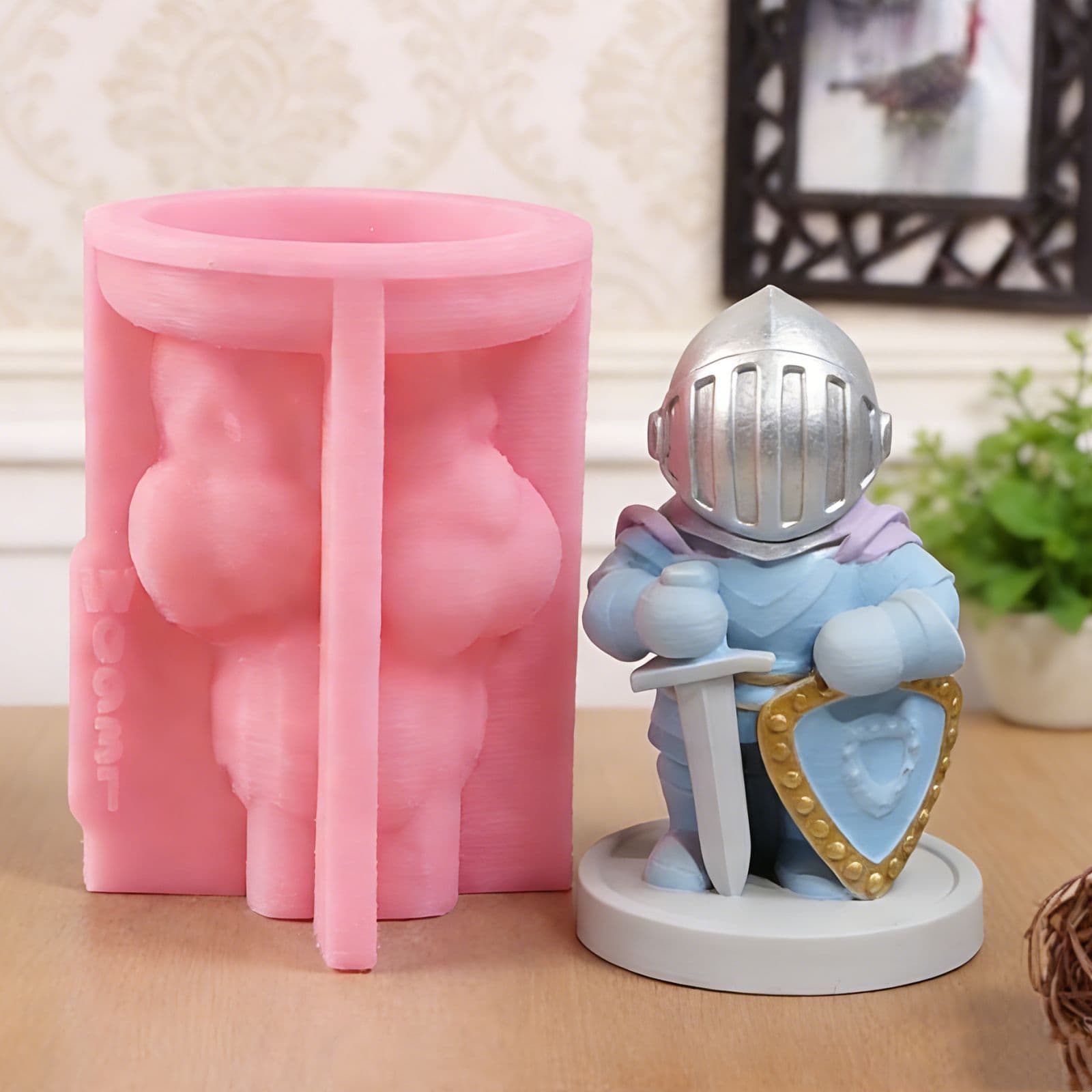 Standing Knight Ornament Mold Candle Plaster DIY Plaster Ornament Candle Holder Silicone Mold W0931