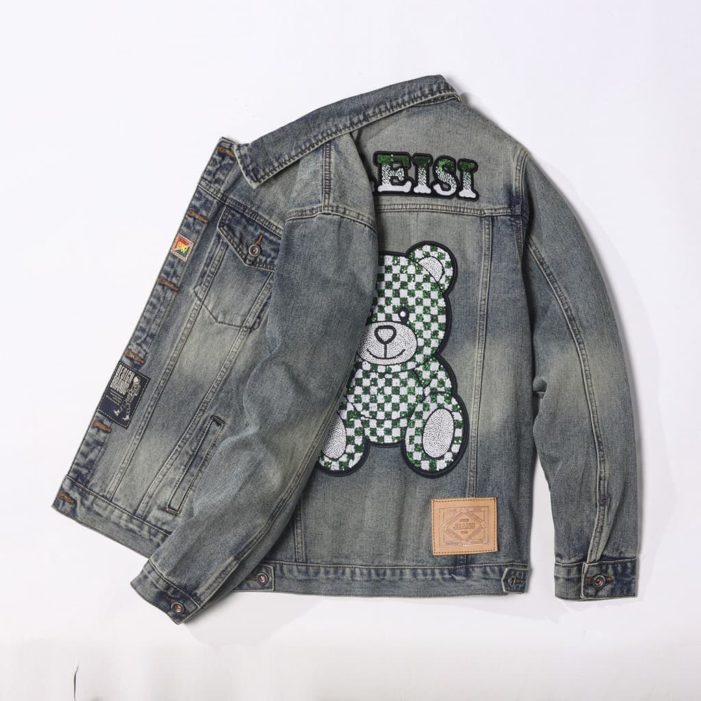 Spring and Autumn Washed Denim Jacket for Men Loose Fit Embroidered Jacket Retro Workwear Trendy Casual Men's Denim Clothing