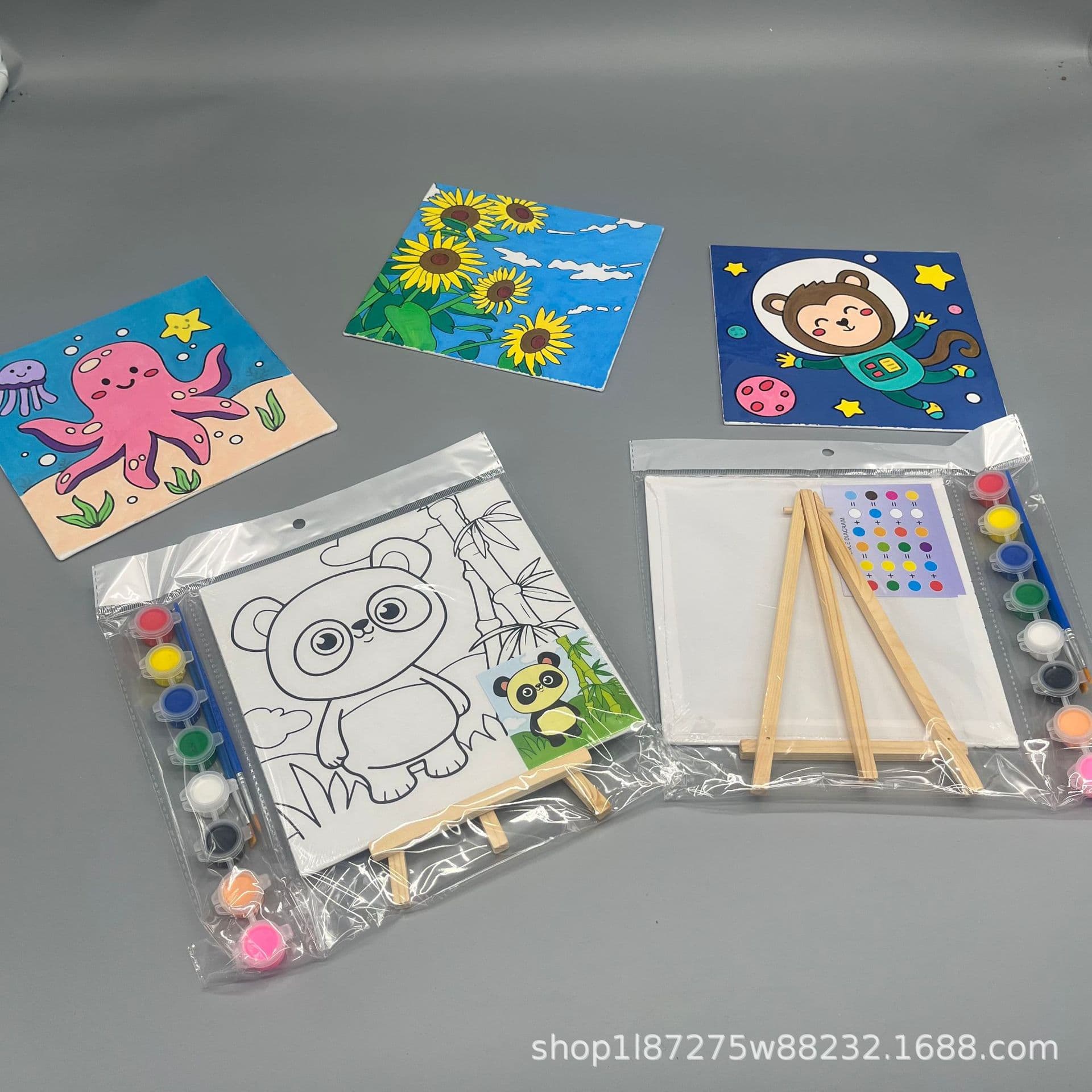 20*20 Printed Canvas Painting Set, Children's DIY Paint by Numbers, Cartoon Canvas Board Handmade Decorative Painting, Wholesale