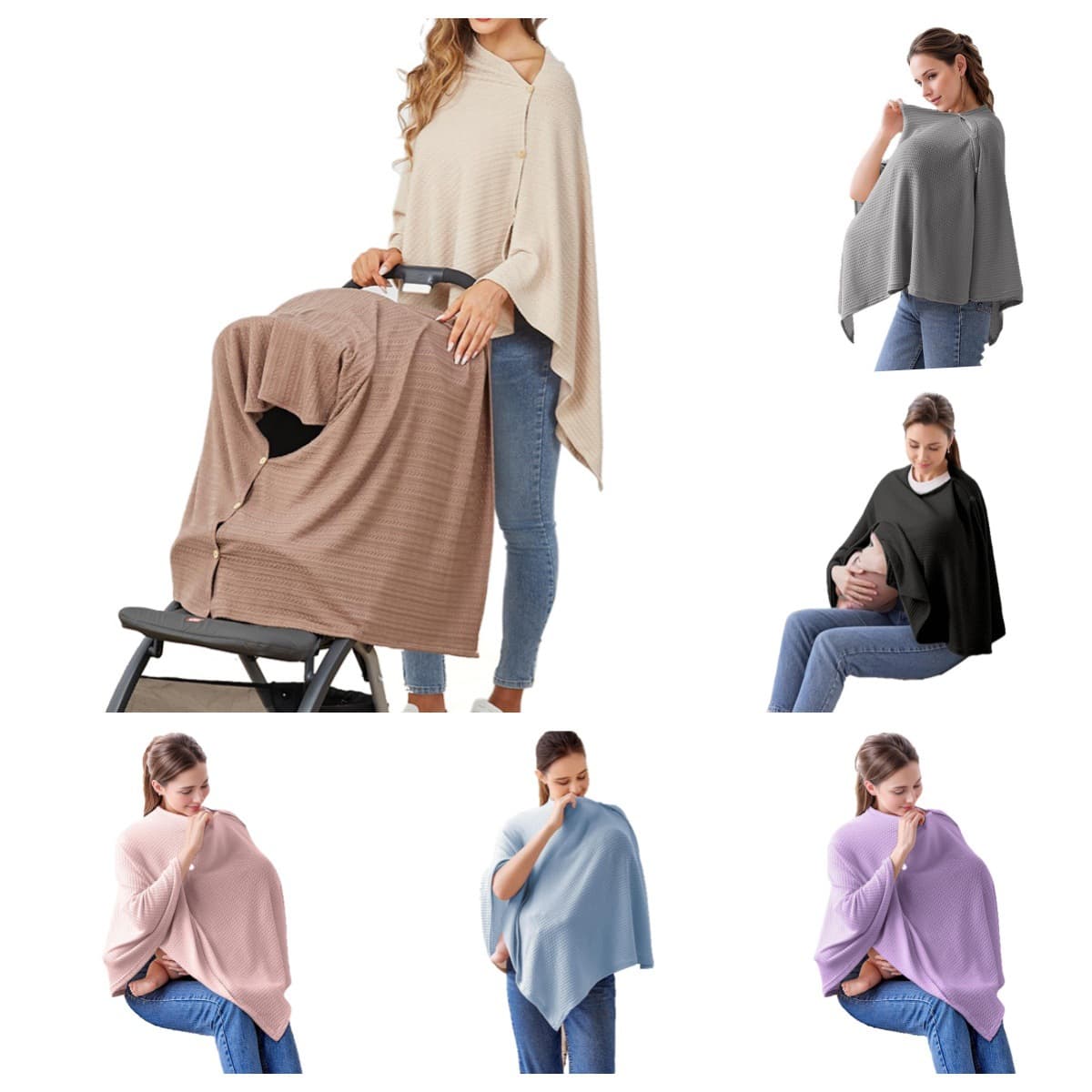 Buckled Waffle Multifunctional Nursing Cover Jacquard Stretch Nursing Clothes Convenient Shawl Stroller Cover Amazon