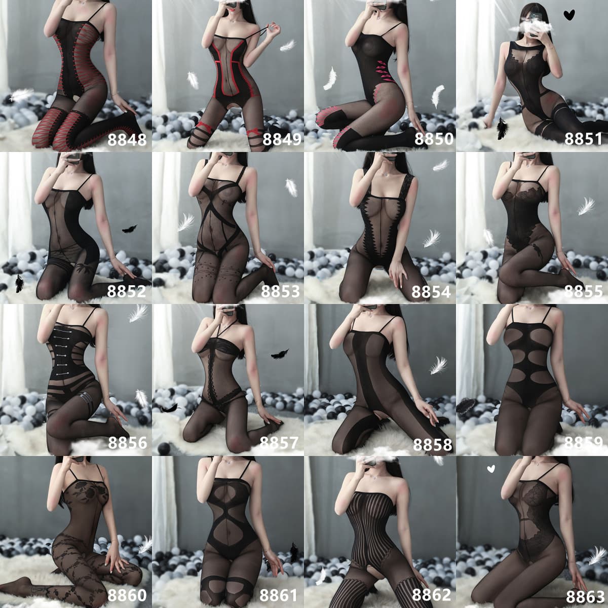 Sexy Lingerie Fishnet Stockings Open Crotch Bodysuit Hand-Tear Transparent Tempting Passionate See-Through Uniform Plus Size Women