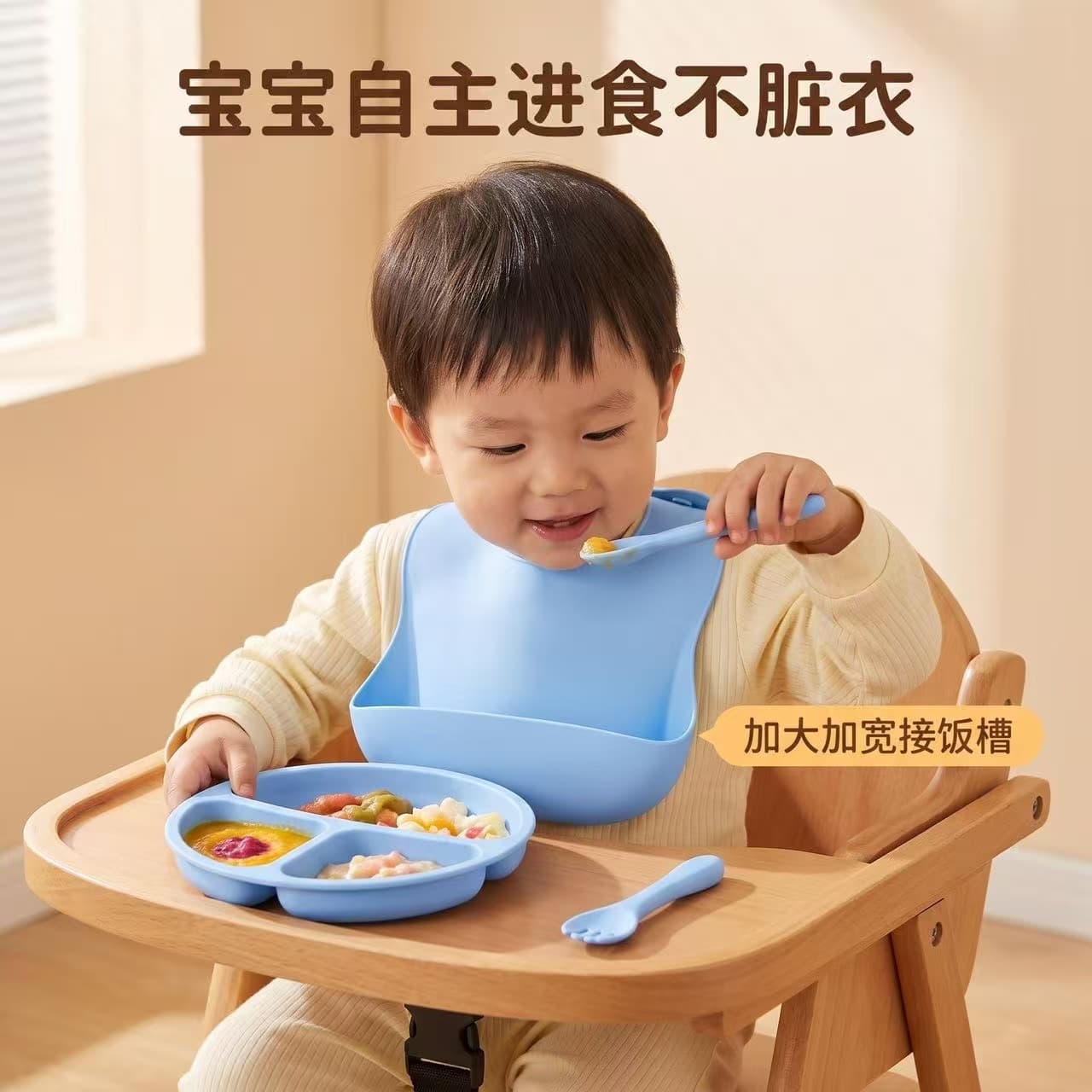 Cross-border hot-selling food-grade silicone dinner plate, high temperature resistant suction cup baby food supplement tableware, fruit snack tray for home use