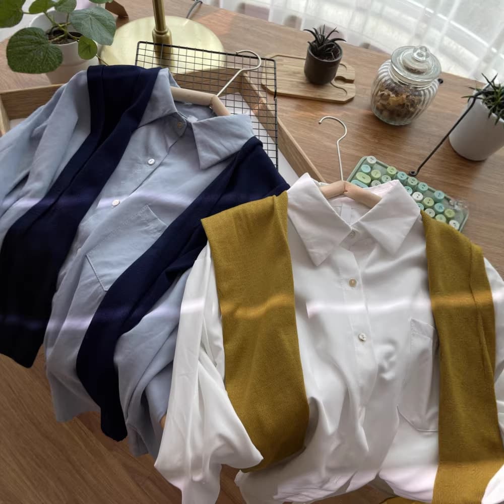 French Shawl Layered Shirt for Women Spring Autumn Korean Style Unique Long Sleeve Two-Piece Elegant Blouse