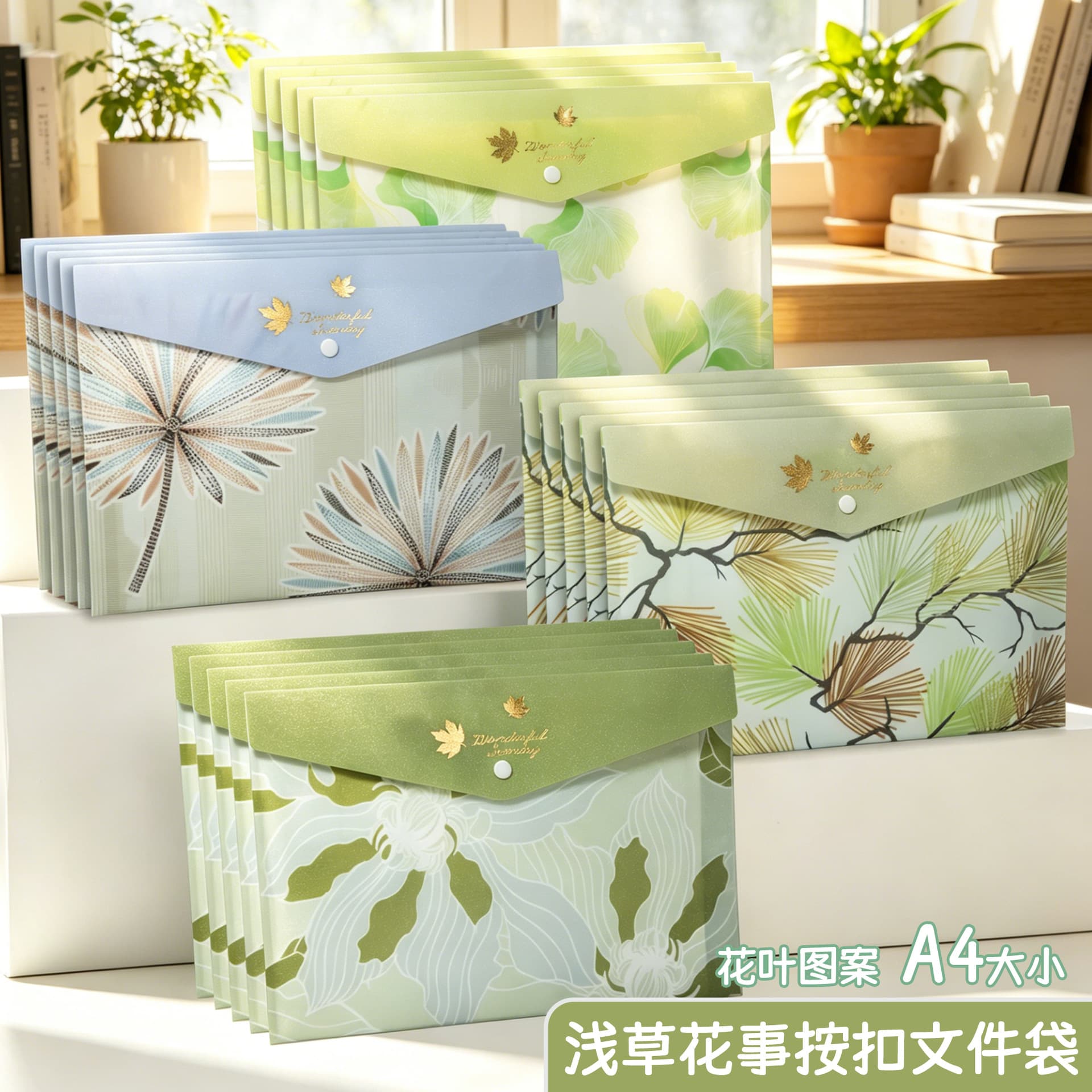 Source Factory A4 File Pouch, UV Printing Glitter Material Receipt Storage Pouch, Student Exam Paper Office Stationery