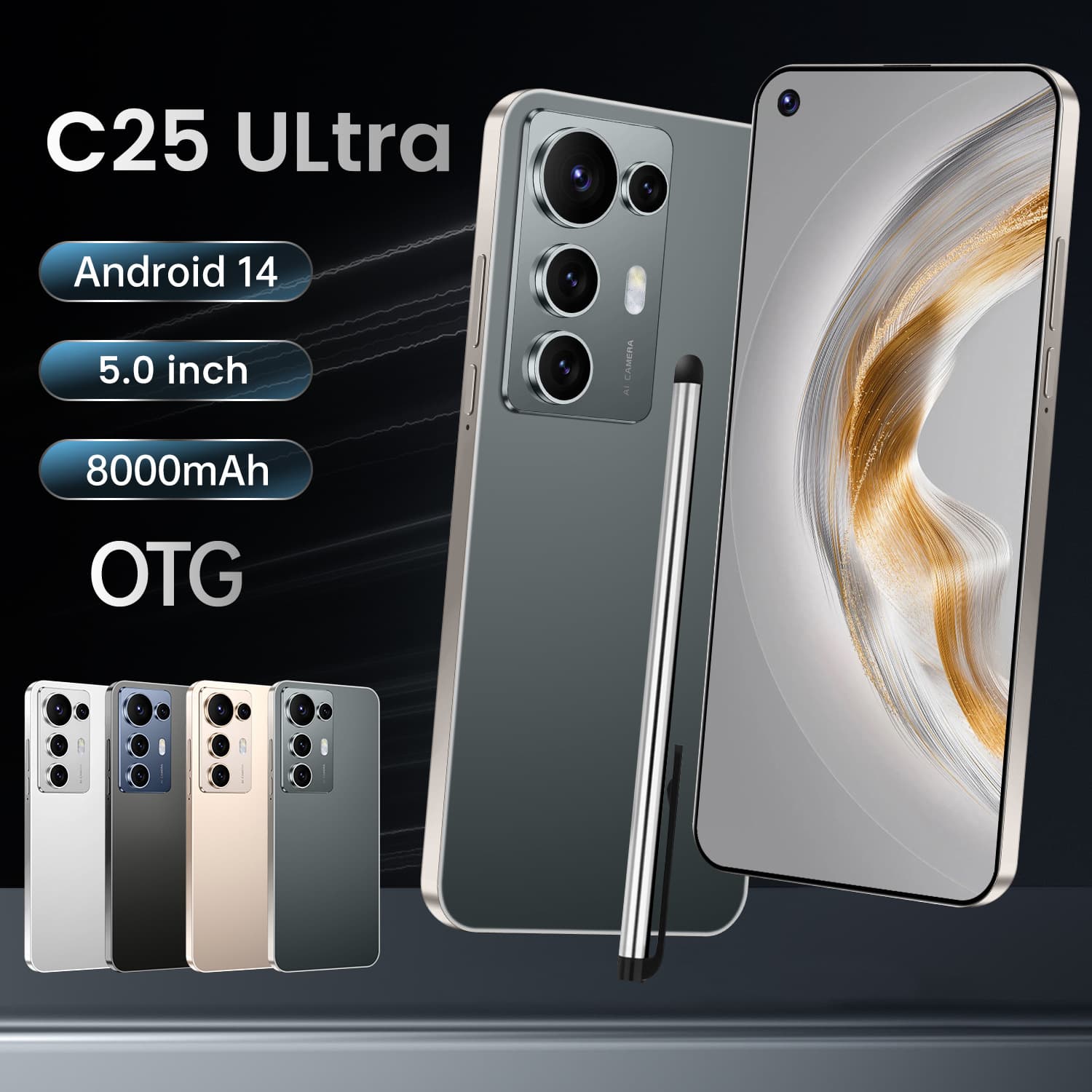 C25 Ultra Global Version True 4G High-End Large Screen Android Smartphone 6+128GB for Export