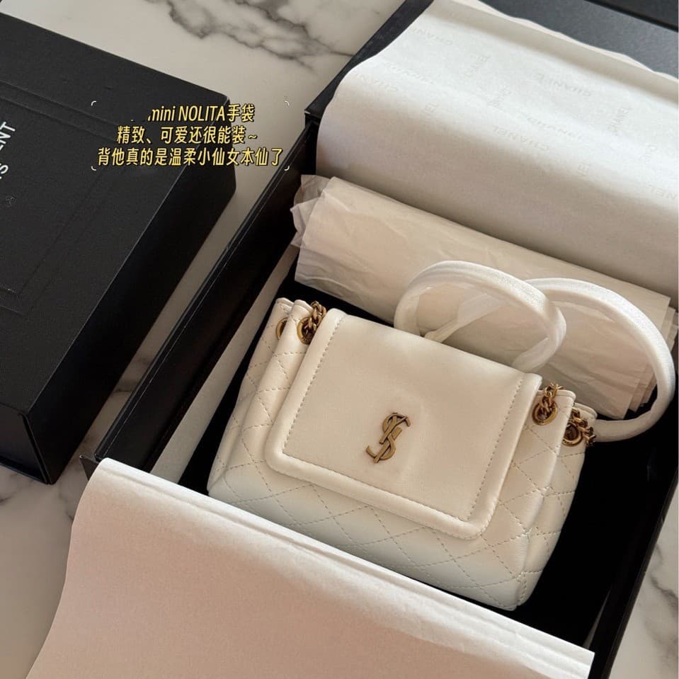 2025 Autumn/Winter New YSL Lolita Chain Genuine Leather Minimalist Shoulder Bag Quilted Crossbody Women's Bag