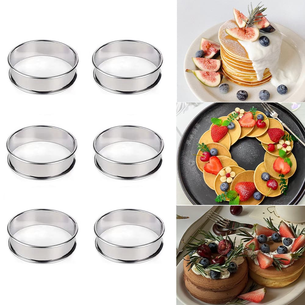 Spot stainless steel double curling tower ring French muffin ring round non-stick tower mold mousse ring cake mold baked pastries