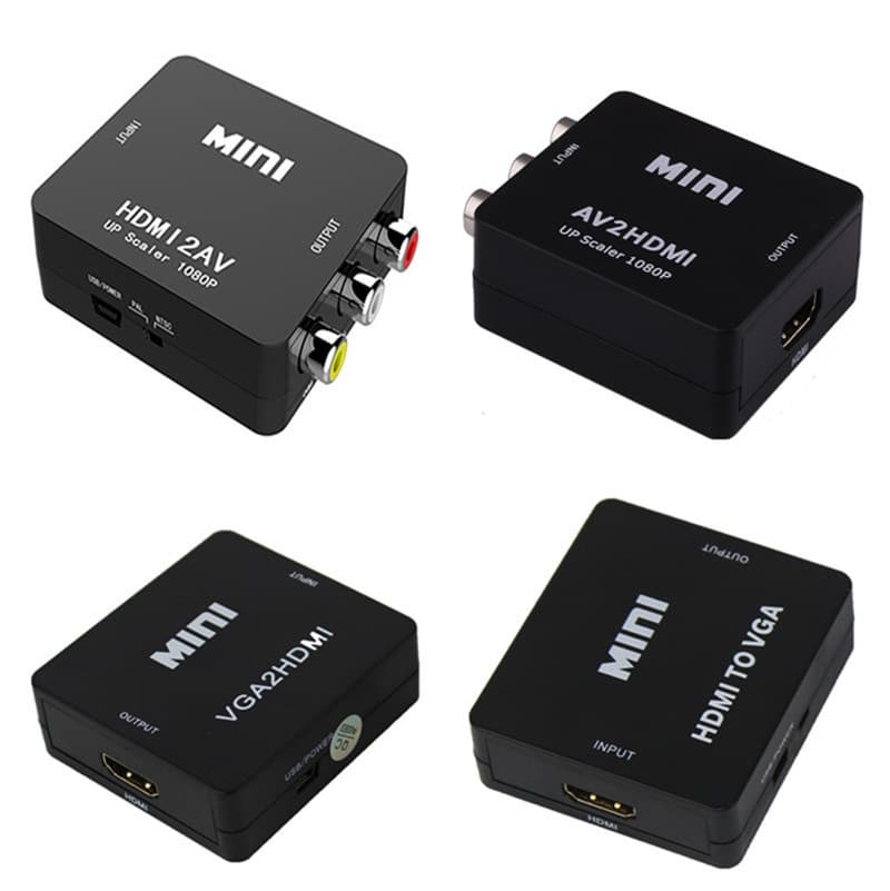 Converter HDMI to AV, AV to HDMI, HDMI to VGA, VGA to HDMI, HDMI Mini Box RCA Black