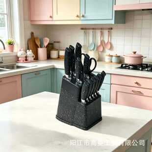 Factory Export Cross-Border E-commerce Stainless Steel Knife Set Wholesale Kitchen Knife Combination with Knife Block Multi-Style Knife Block Set