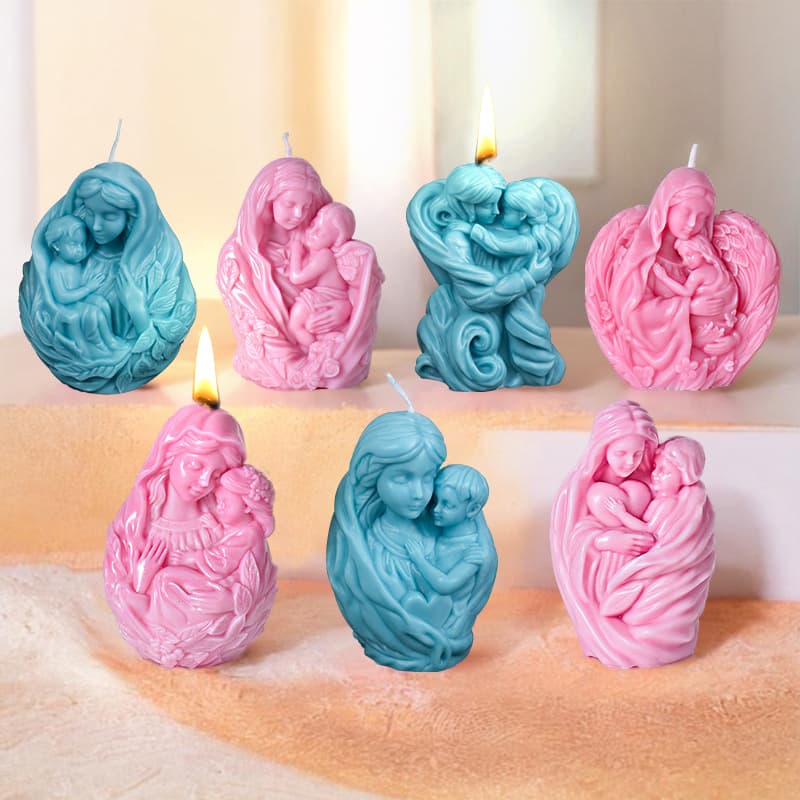 Wenxin Mother and Child Aromatherapy Candle Silicone Mold Figurine Thanksgiving Candle Mold Decoration Cross-border
