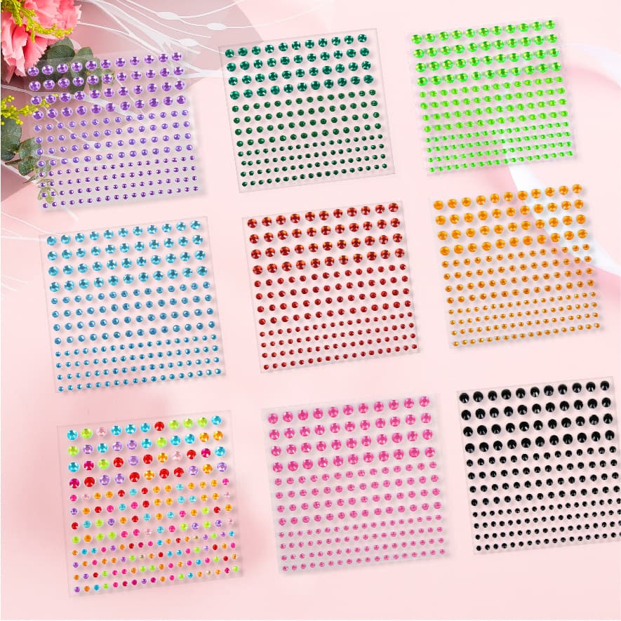 Acrylic Face Stickers DIY Handmade Eyebrow Heart Rhinestone Decals for Ball Makeup
