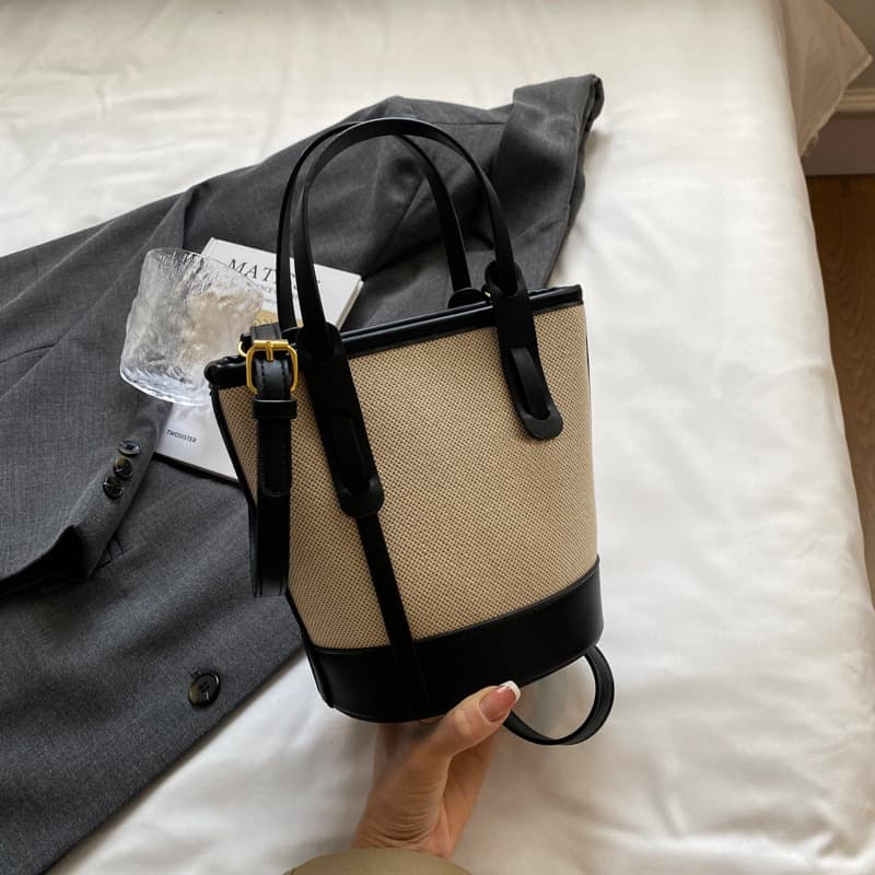 2025 Cross-border Bestseller Color-block Bucket Bag, Women's Versatile Shoulder/Crossbody Commuter Urban Minimalist Premium Style