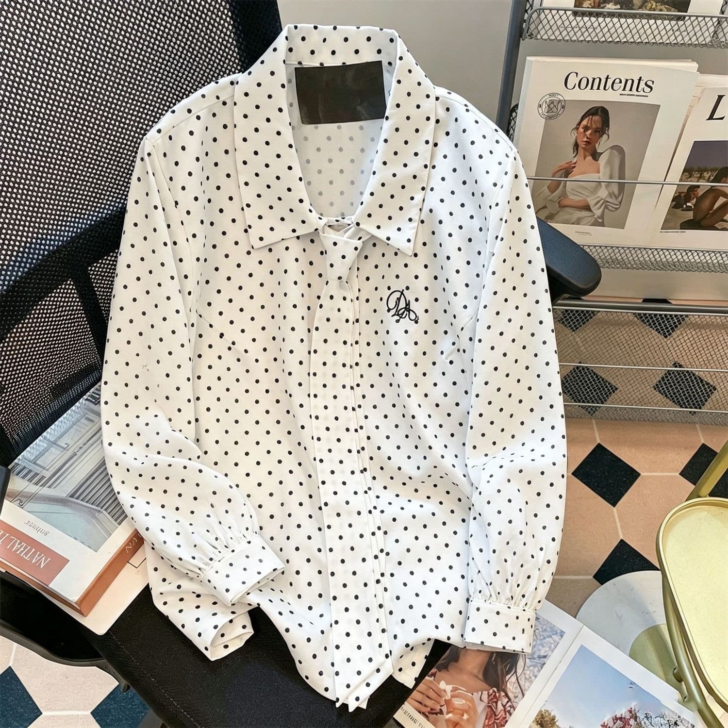 French Style Polka Dot Long-Sleeve Blouse for Women 2026 Spring/Fall New Arrival Slimming High-End Versatile Chic Casual Shirt