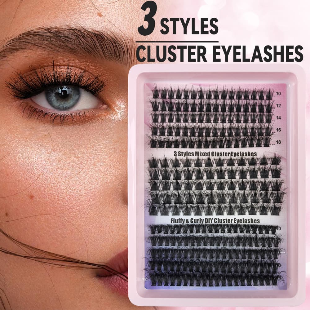 Mixed False Eyelashes Bulk Pack for Cross-Border Ecommerce, Messy Style, Large Bowl Tray, Setting Glue, Common Material, Segmented Lashes, Source Factory