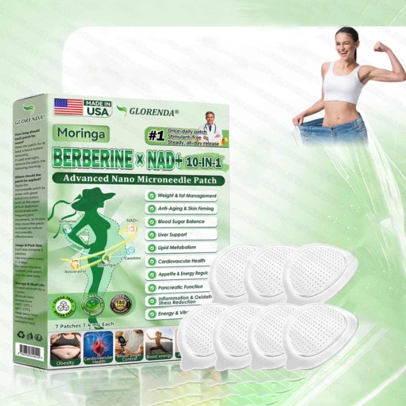 Cross-border Berberine NAD+ 10-in-1 Moringa Microneedle Patch Daily Care