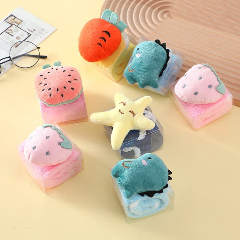 Cartoon-shaped Coral Fleece Hand Towel, Thickened Absorbent Children's Hand Towel for Kindergarten, Kitchen Cleaning Cloth, Hangable