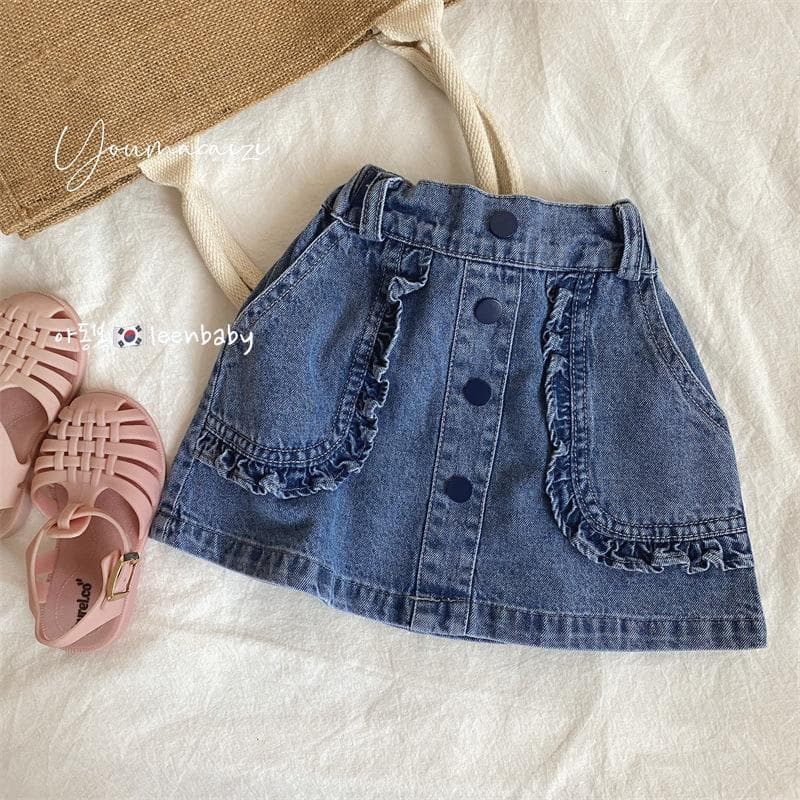 Children's 2023 Spring Summer Autumn New Arrival Girls Ruffle Trim Denim Skirt Korean Style Versatile Baby Denim Skirt