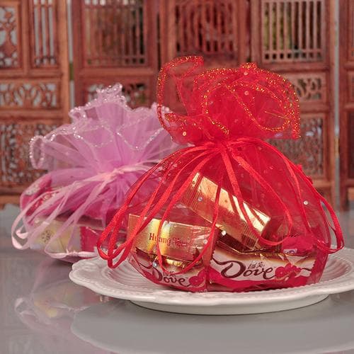 Wedding Highlights Gauze Bag Candy Bag Wedding Candy Packaging Bag Safe Apple Gauze Round Pull-Out Packaging Gauze Plate
