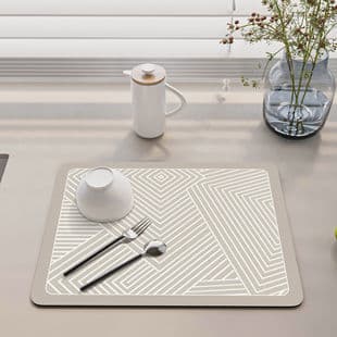 Simple Line Kitchen Drying Mat Heat-Proof Insulation Table Mat Diatom Mud Absorbent Table Mat Stain-Resistant Coffee Machine Mat
