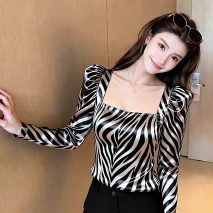 2026 Women's Tops for Europe America Cross-border Amazon Casual Base Layer Long Sleeve Tight High Quality Leopard Print Top